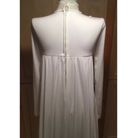 Vntg 70s Boho Beaded Victorian Long Train Dress 4 - Picture 7 of 8